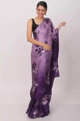 Printed Satin Saree With Blouse Piece