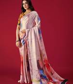Printed Satin Saree With Blouse Piece