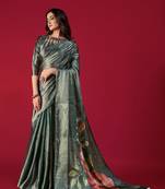 Printed Satin Saree With Blouse Piece
