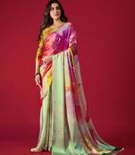 Printed Satin Saree With Blouse Piece