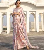 Designer printed satin saree