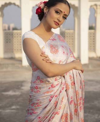 Designer printed satin saree 2