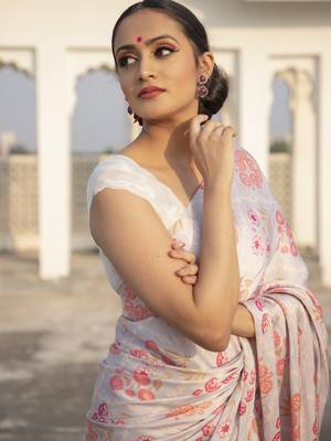 Designer printed satin saree 3