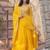 Artistic Yellow Thread Work Georgette Haldi Wear Gown With Dupatta