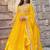 Artistic Yellow Thread Work Georgette Haldi Wear Gown With Dupatta