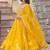 Artistic Yellow Thread Work Georgette Haldi Wear Gown With Dupatta