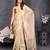 Resham sutra cream silk blend tassel saree with satin gold blouse piece