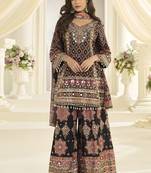multicolor printed art silk anarkali suit set