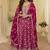 Pink embroidered viscos jacquard silk anarkali suit
