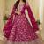 Pink embroidered viscos jacquard silk anarkali suit