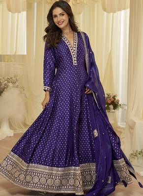 purple gota patti viscose anarkali suit 2