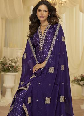 purple gota patti viscose anarkali suit 3
