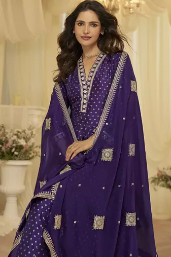 purple gota patti viscose anarkali suit