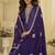 Purple embroidered viscos jacquard silk anarkali suit