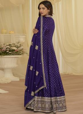 purple gota patti viscose anarkali suit 4