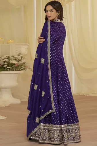 purple gota patti viscose anarkali suit