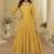 Light-yellow embroidered viscos jacquard silk anarkali suit