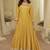 Light-yellow embroidered viscos jacquard silk anarkali suit