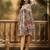 Daylist women bohemian print ruffled lacework cotton slub a-line dress
