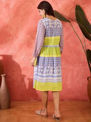 multicolor printed modal a line midi dress 3
