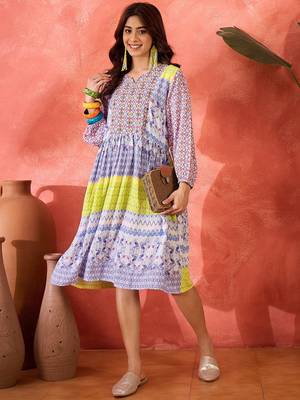 multicolor printed modal a line midi dress 5