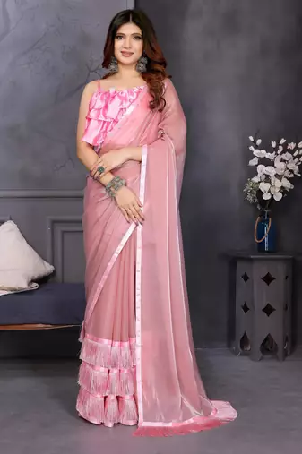 pink hand woven silk blend saree