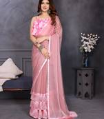 pink hand woven silk blend saree