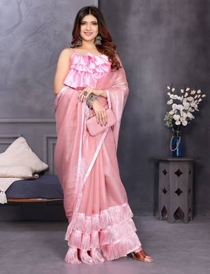 pink hand woven silk blend saree 2