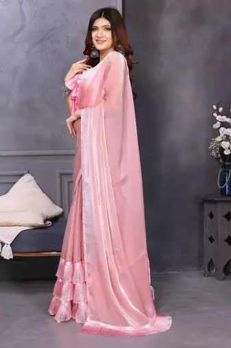 pink hand woven silk blend saree
