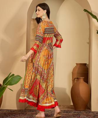 multicolor printed rayon a line maxi dress 4