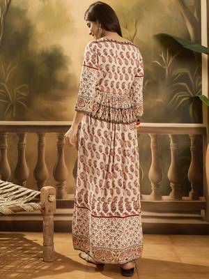 beige floral printed rayon maxi dress 3