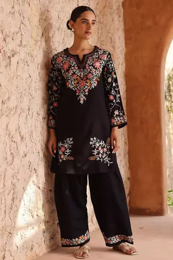 Roman silk  party wear embroidery farshi salwar  suit set