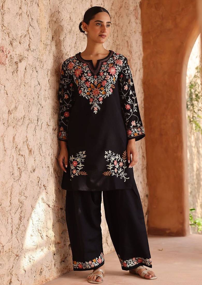 Roman silk  party wear embroidery farshi salwar  suit set