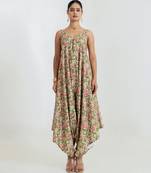 Regal Green printed cotton rayon jumpsuit