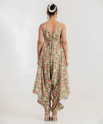 green floral printed cotton rayon jumpsuit 2