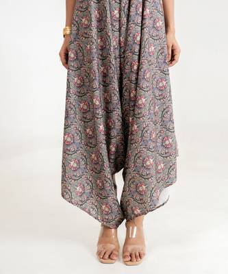 slate grey floral printed cotton rayon jumpsuit 4