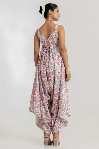 white floral printed cotton rayon jumpsuit