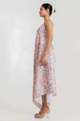 white floral printed cotton rayon jumpsuit