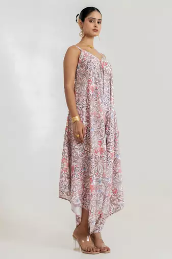 white floral printed cotton rayon jumpsuit