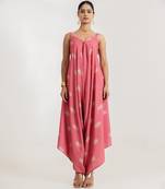 Dusty rose  printed cotton rayon jumpsuit