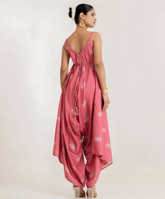 pink floral printed cotton rayon jumpsuit 2