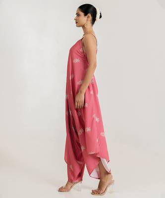 pink floral printed cotton rayon jumpsuit 3