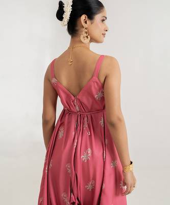 pink floral printed cotton rayon jumpsuit 4