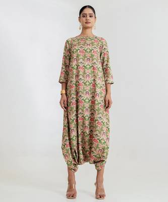 green floral print cotton rayon jumpsuit 1