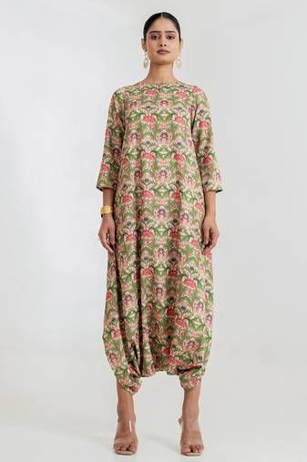 Regal Green printed cotton rayon jumpsuit