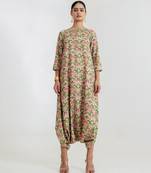 Regal Green printed cotton rayon jumpsuit