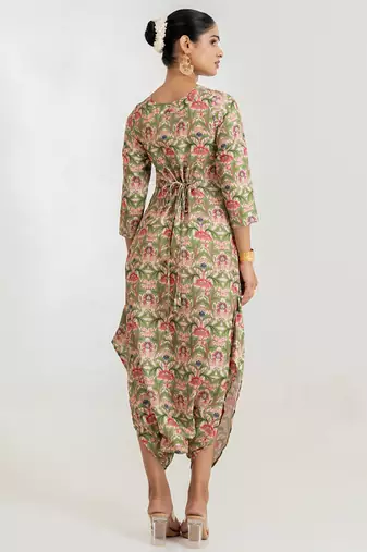 green floral print cotton rayon jumpsuit