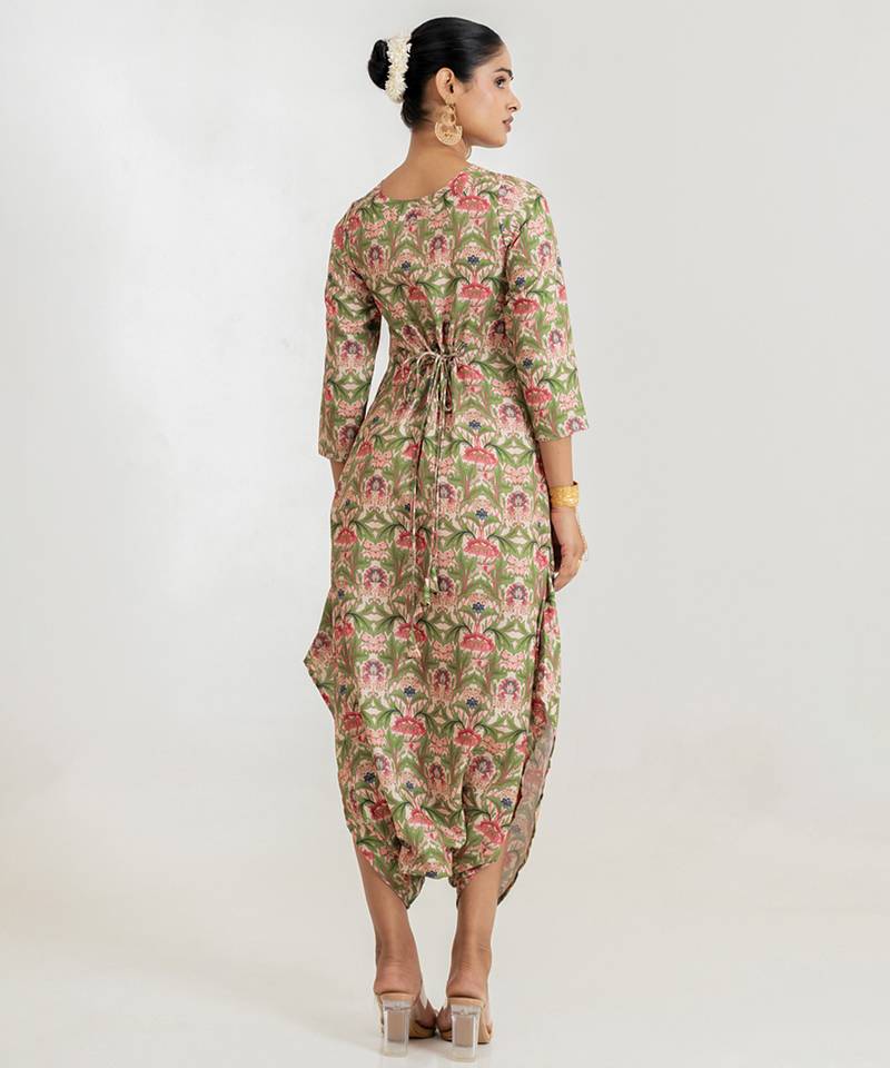 Regal Green printed cotton rayon jumpsuit