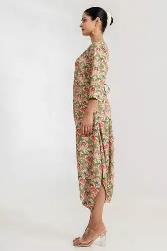 green floral print cotton rayon jumpsuit