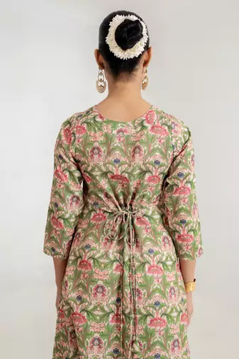 green floral print cotton rayon jumpsuit